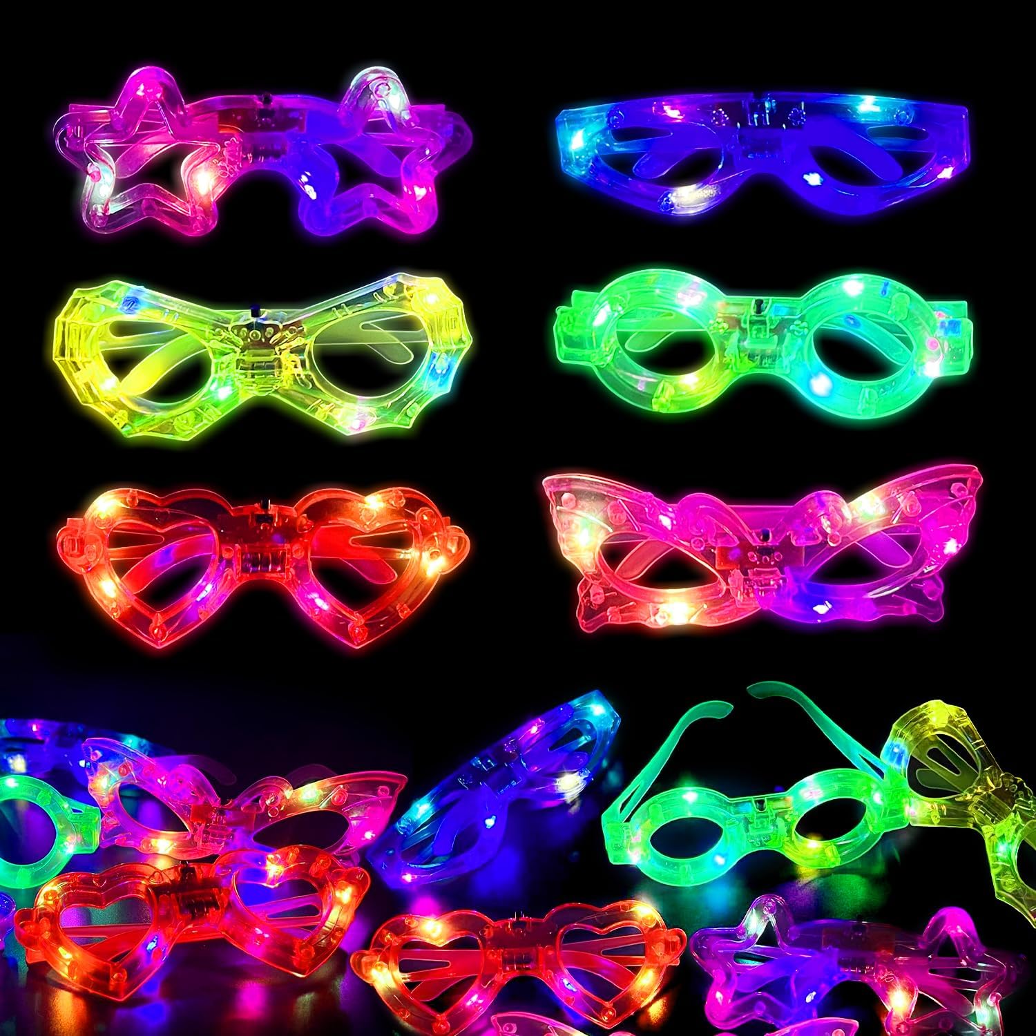 12pcs LED Light Up Glasses Glo - đánh giá và giá Glow In The Dark Party Glasses