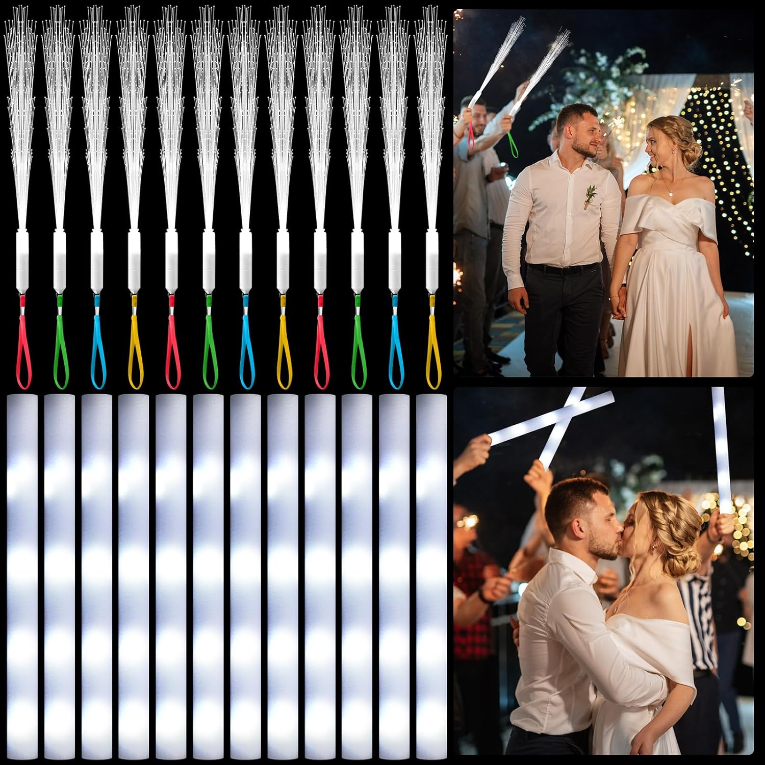 20pcs White Fiber Optic Wand L - đánh giá và giá Flashing Led Foam Sticks Party